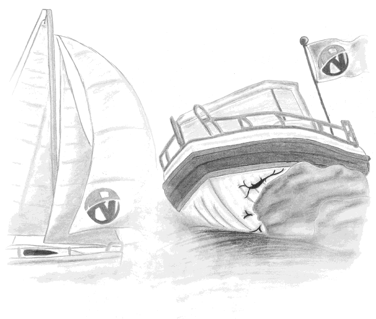 NAMMERT Bootsversicherung: Ein Segelboot und ein Motorboot fahren zusammen