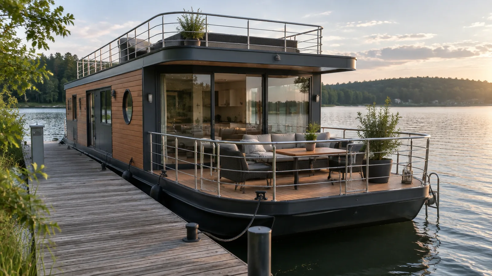 Houseboat at a jetty
