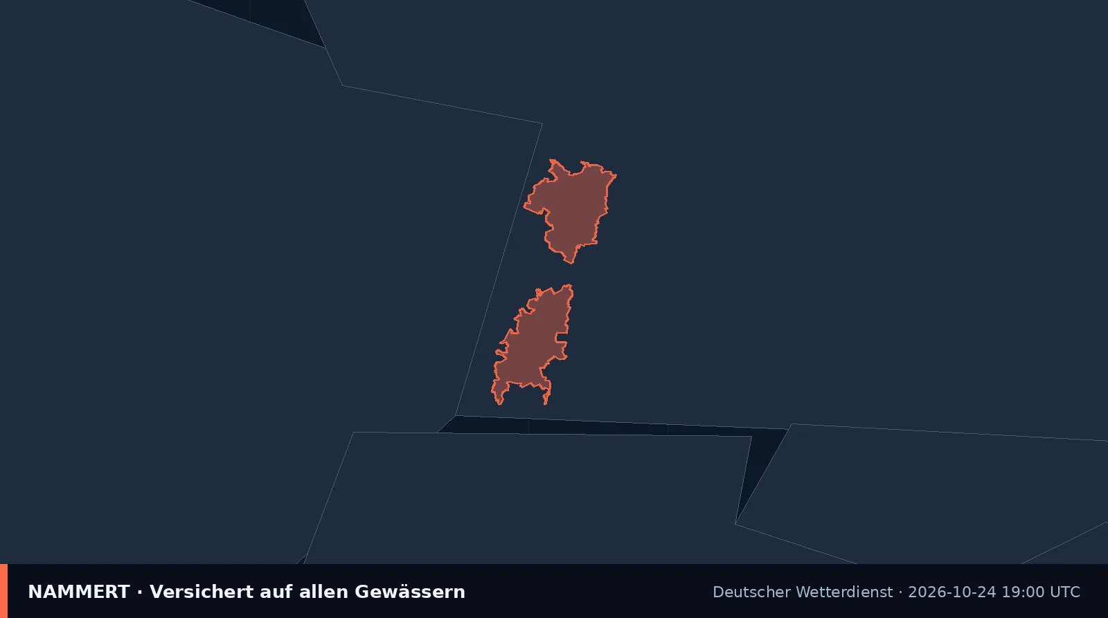 Map of the official warning for Germany