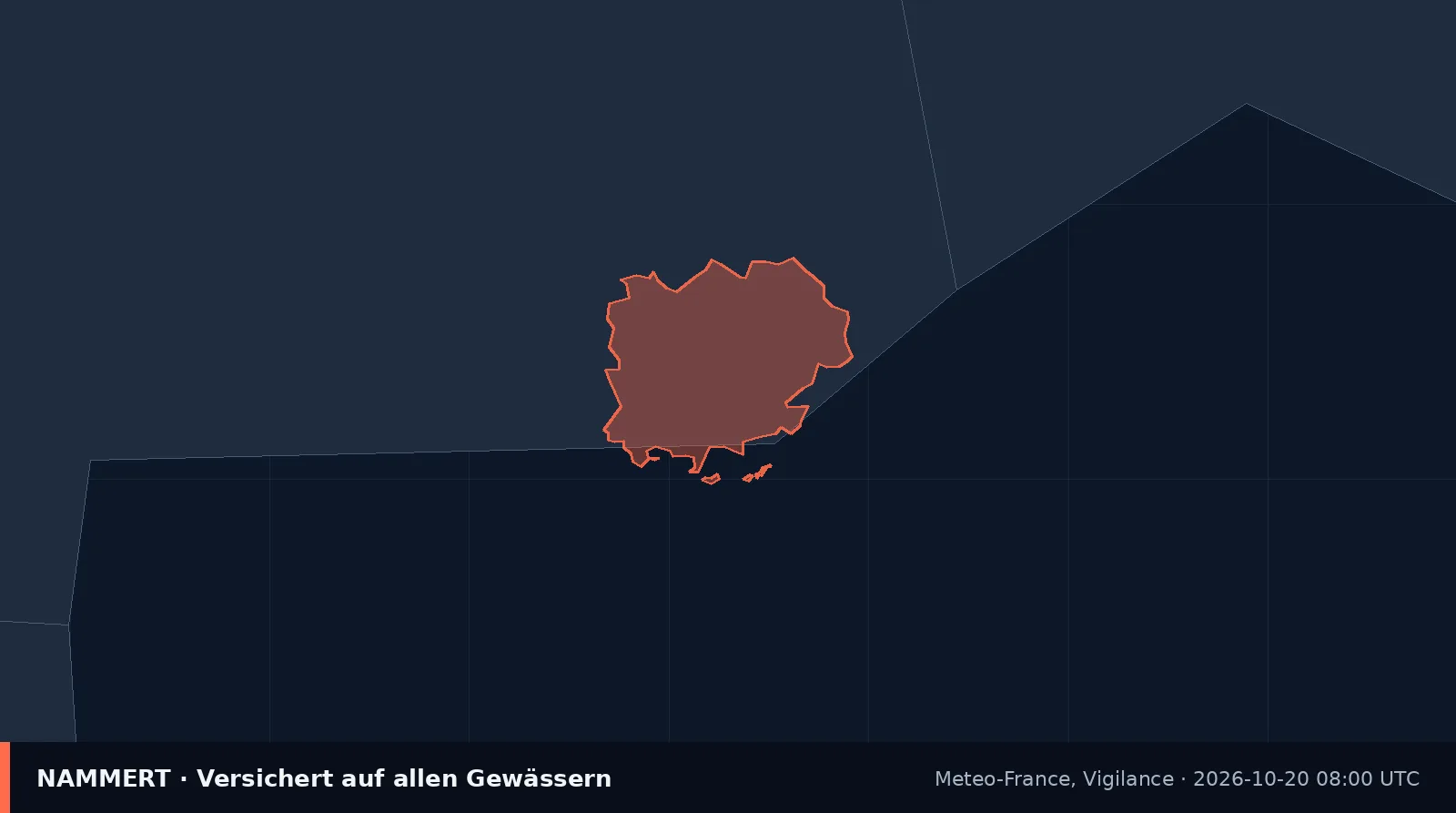 Karte der amtlichen Warnung für Frankreich