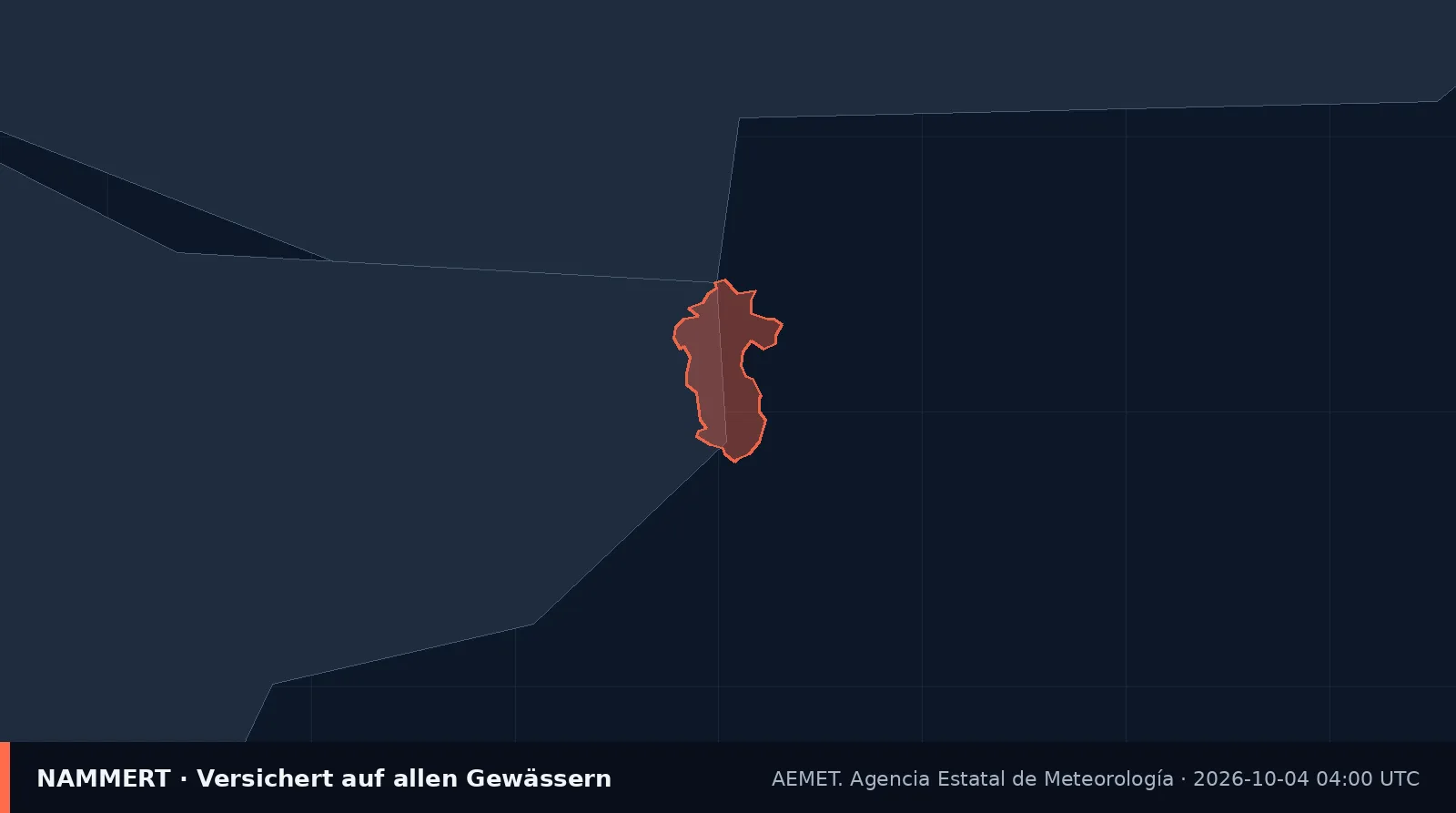 Map of the official warning for Spain