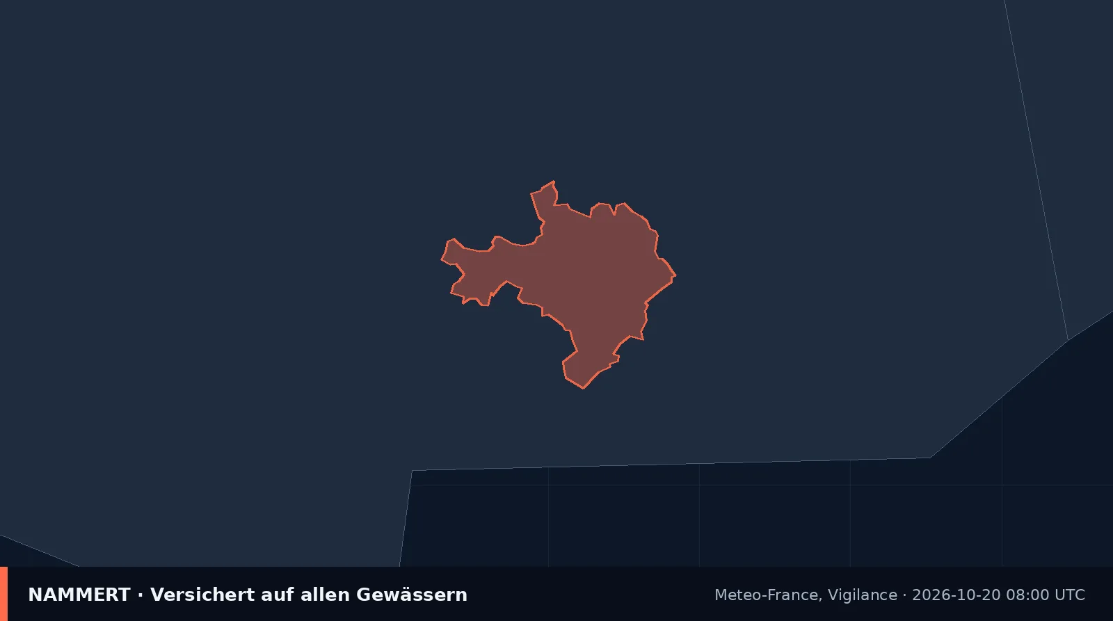 Karte der amtlichen Warnung für Frankreich