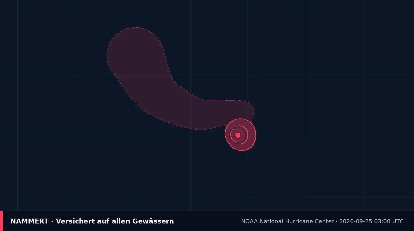 Karte mit Position und Windfeld von Hurrikan Nolo