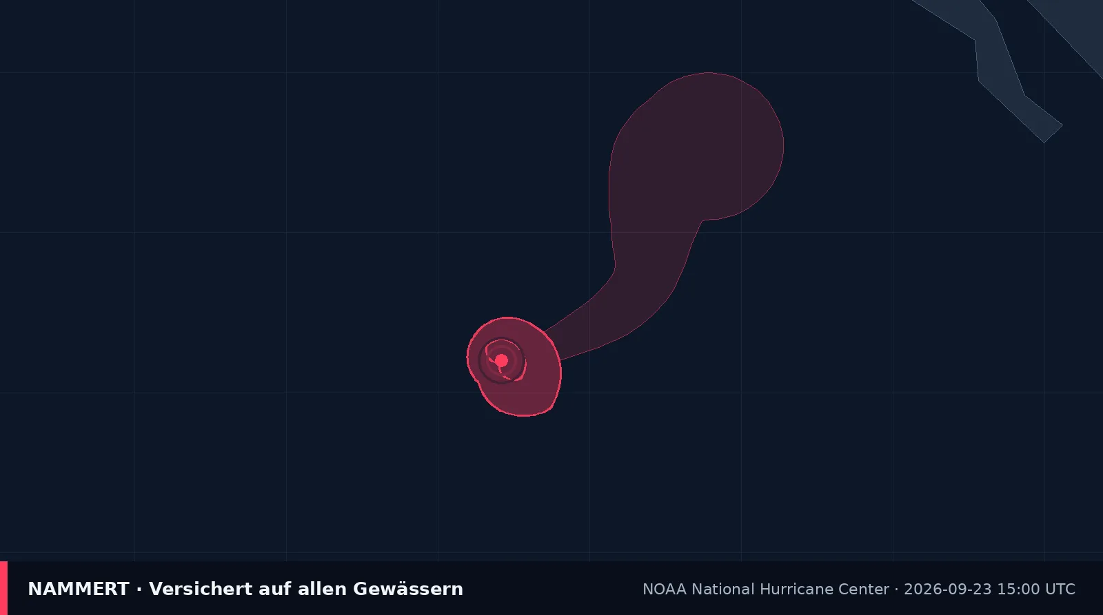 Karte mit Position und Windfeld von Hurrikan Odalys