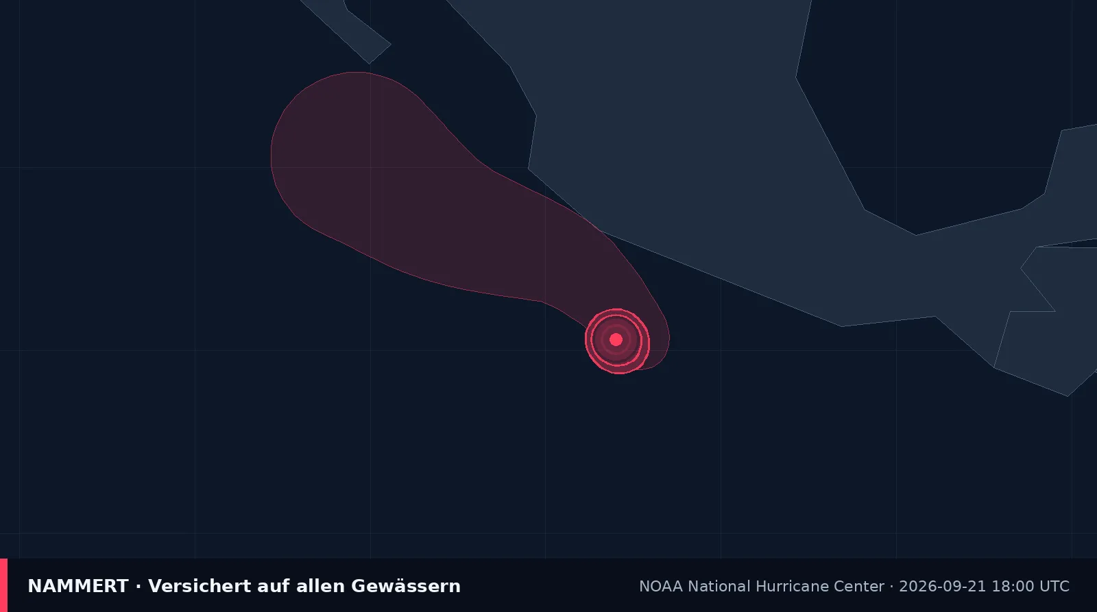 Karte mit Position und Windfeld von Hurrikan Polo