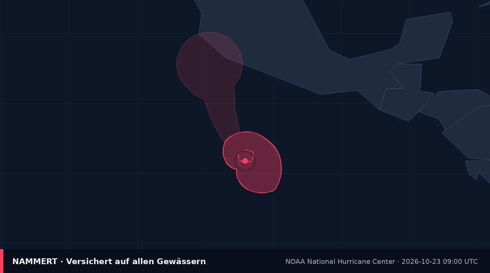 Map showing the position and wind field of Hurricane Vance