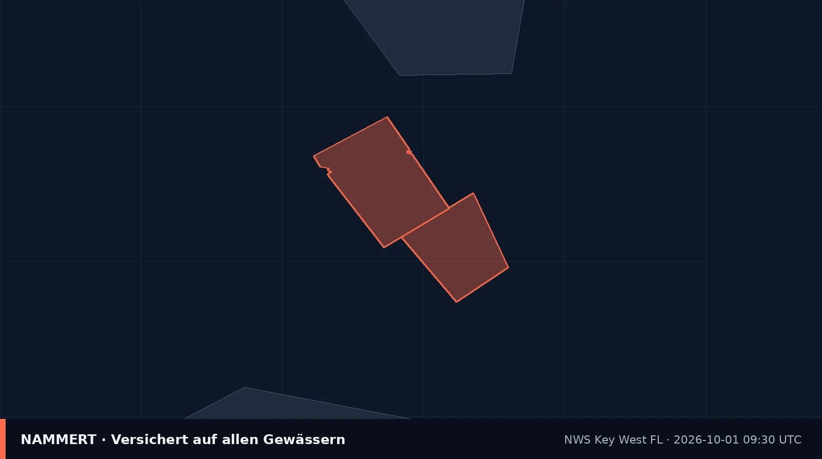 Map of the official warning for US waters