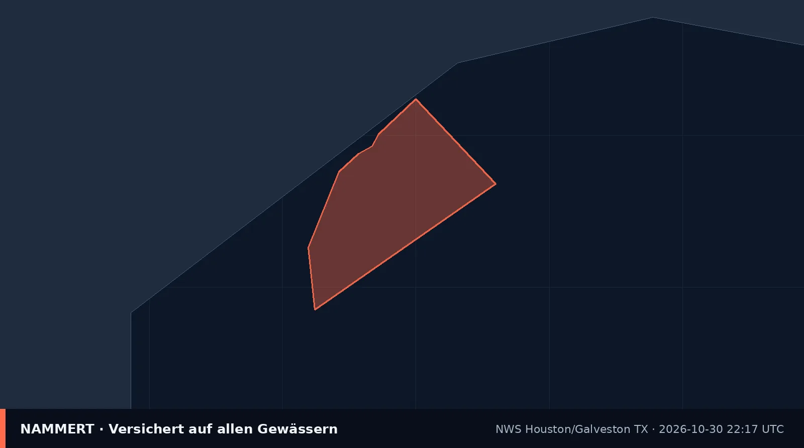 Map of the official warning for US waters
