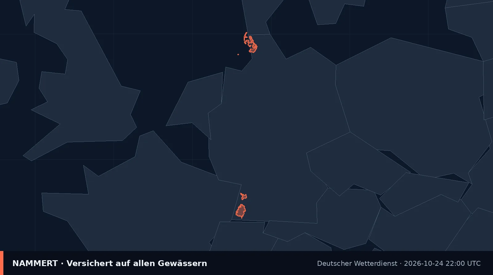Map of the official warning for Germany