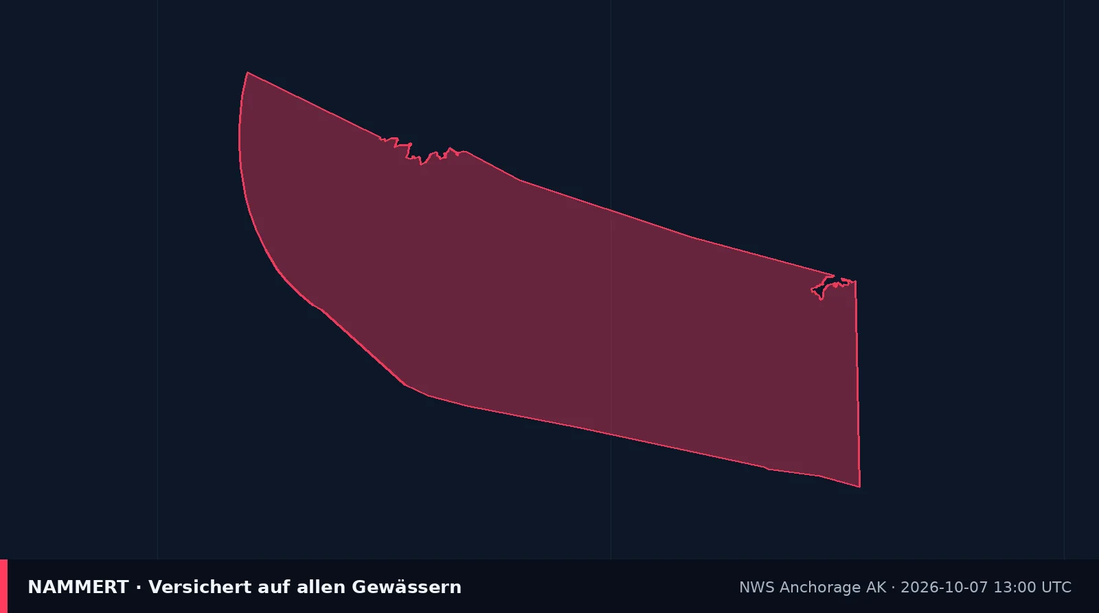 Map of the official warning for US waters