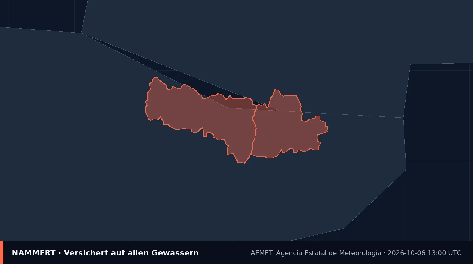 Karte der amtlichen Warnung für Spanien