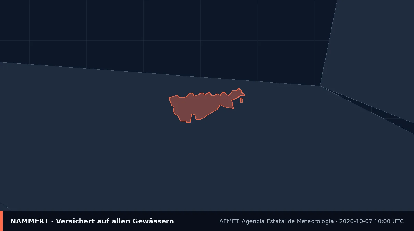 Map of the official warning for Spain