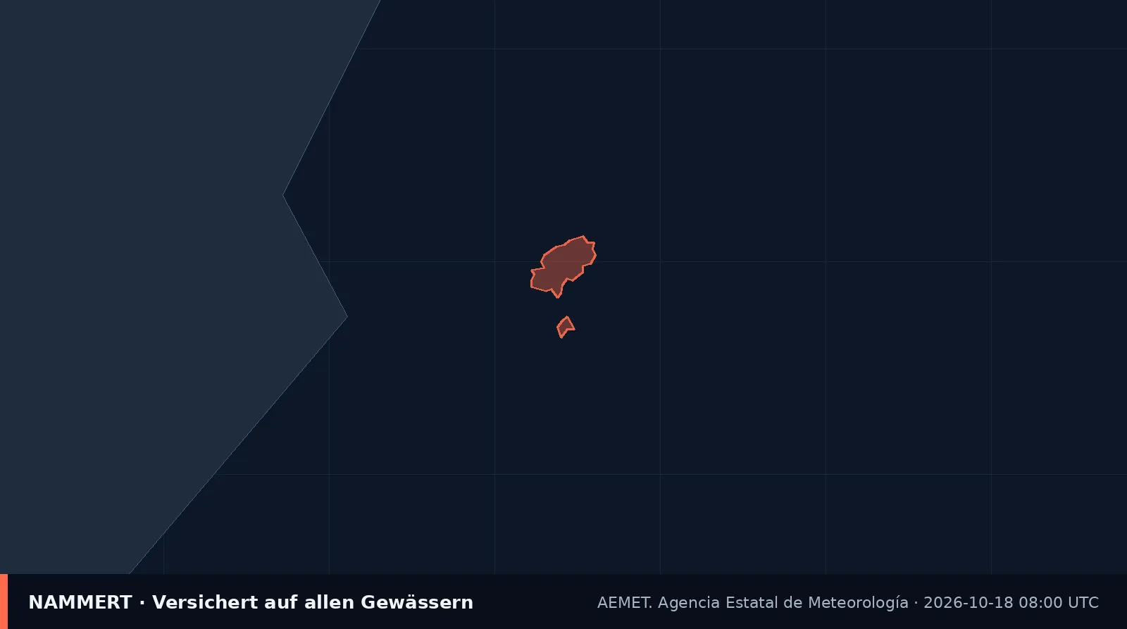 Karte der amtlichen Warnung für Spanien