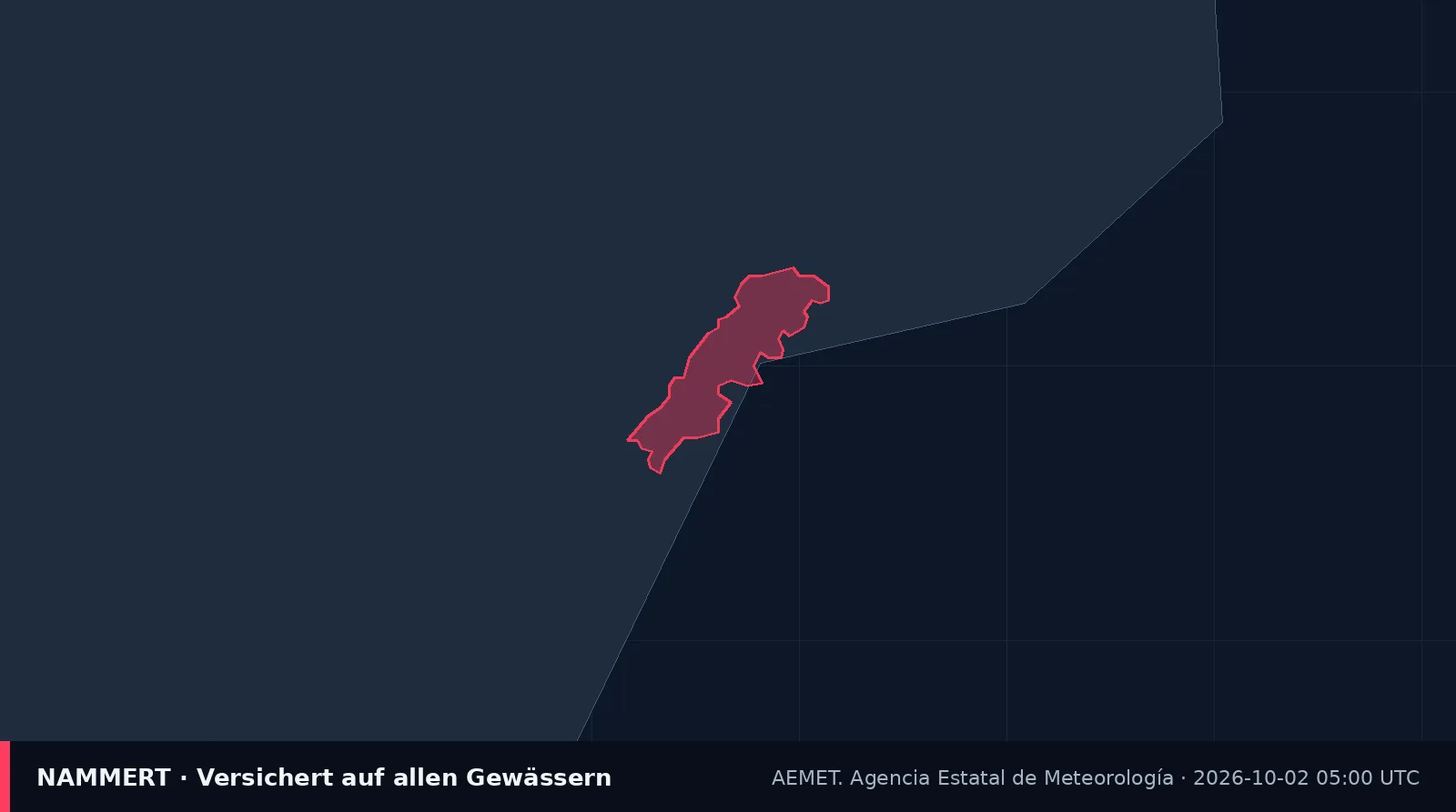 Map of the official warning for Spain
