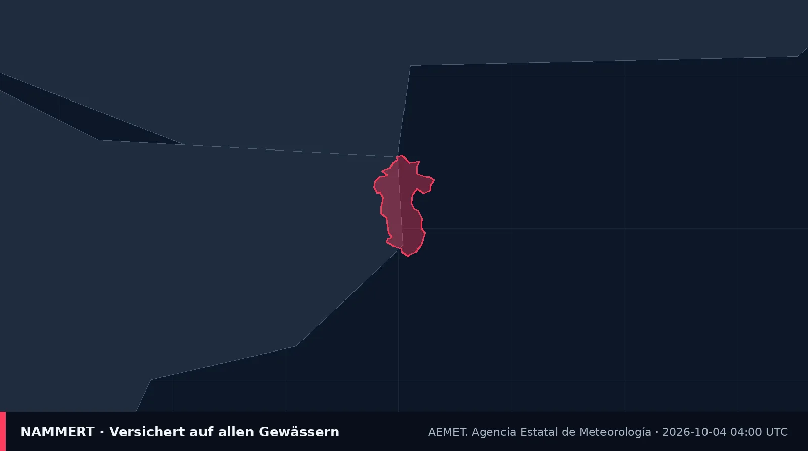 Karte der amtlichen Warnung für Spanien