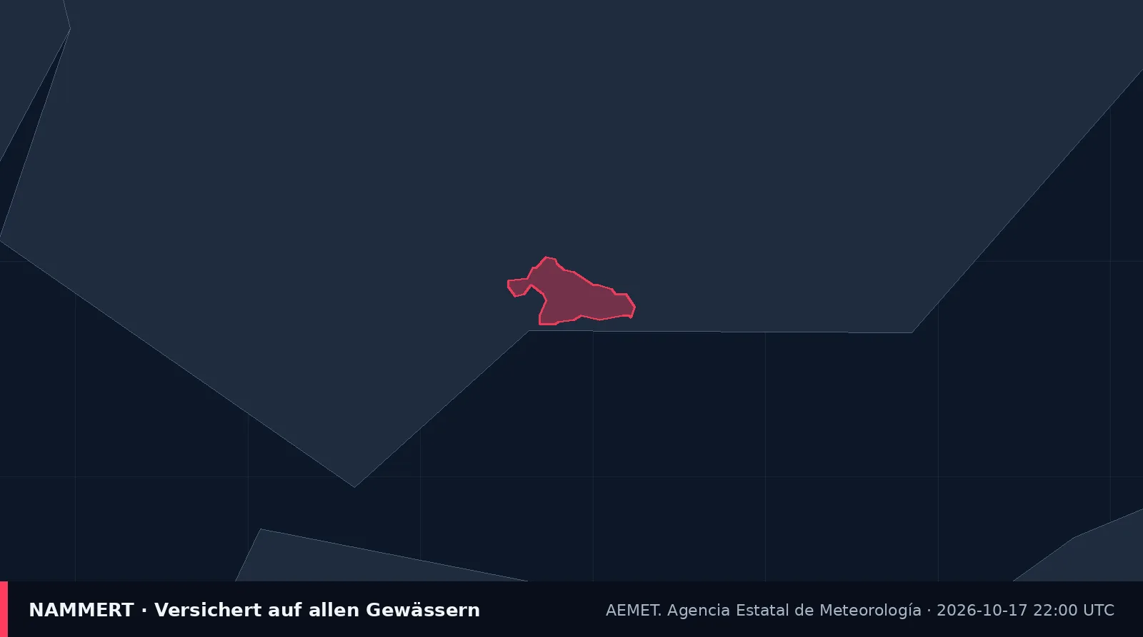 Map of the official warning for Spain