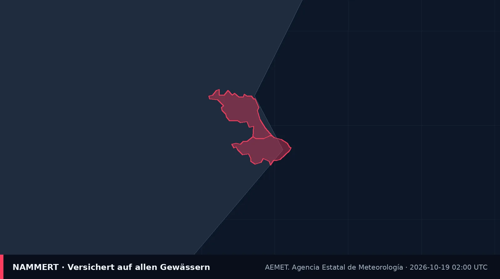 Map of the official warning for Spain