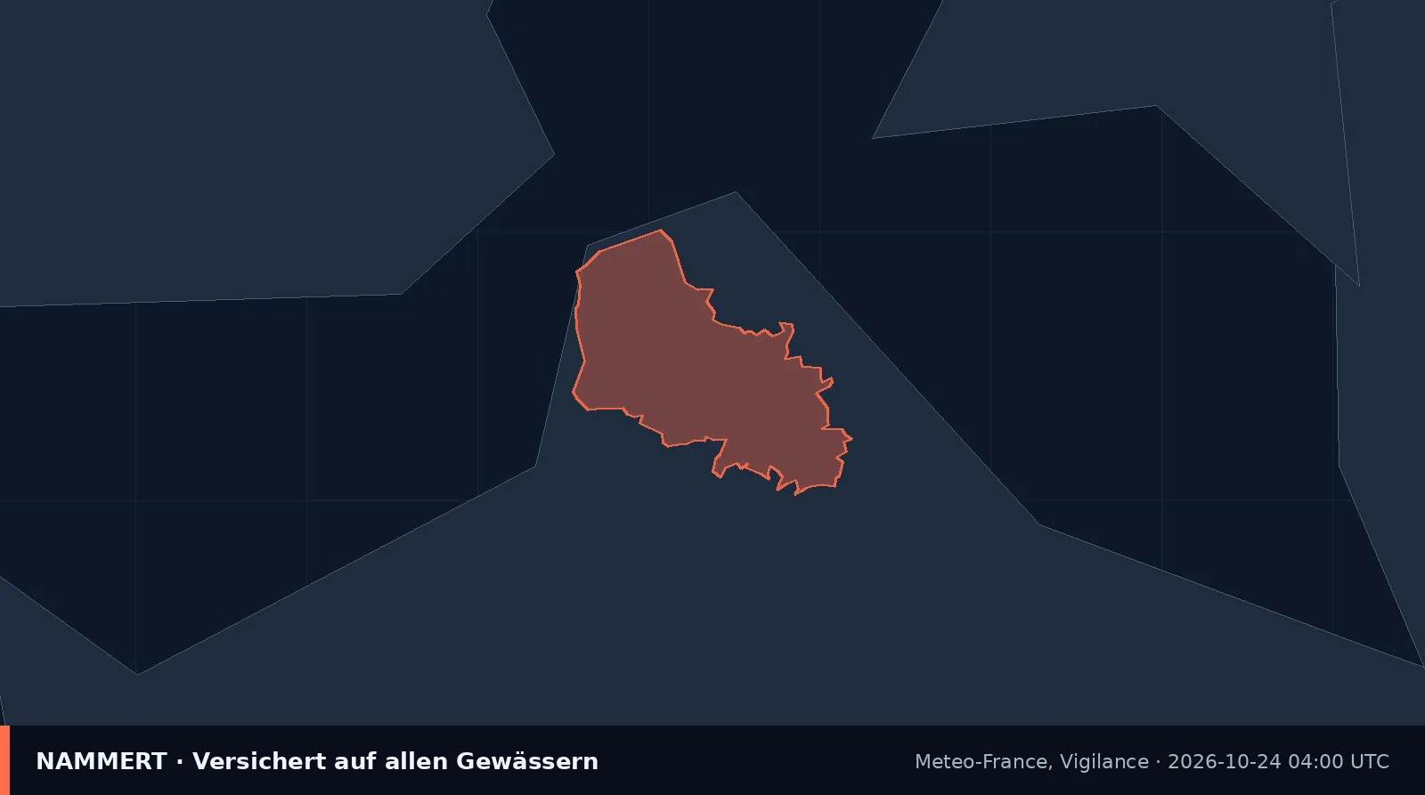 Map of the official warning for France