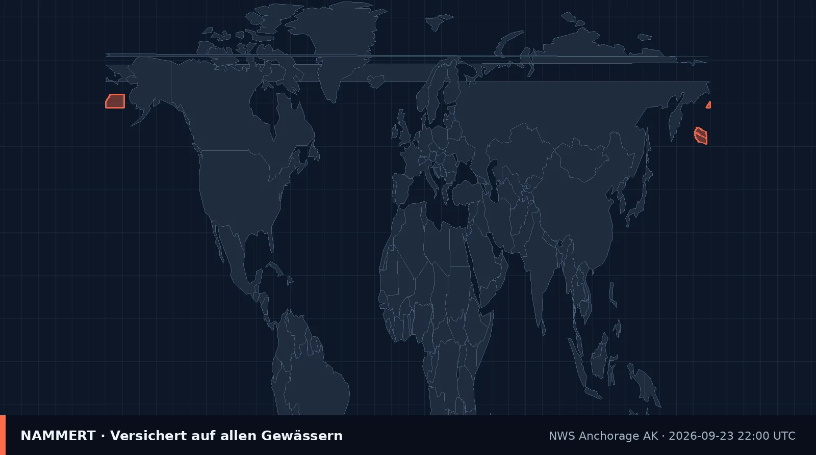 Karte der amtlichen Warnung für US-Gewässer