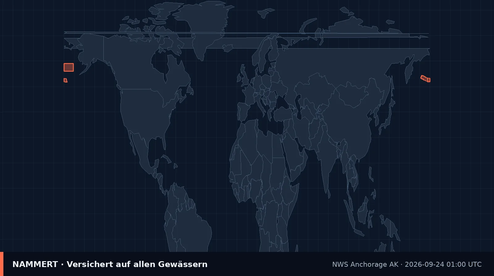 Karte der amtlichen Warnung für US-Gewässer