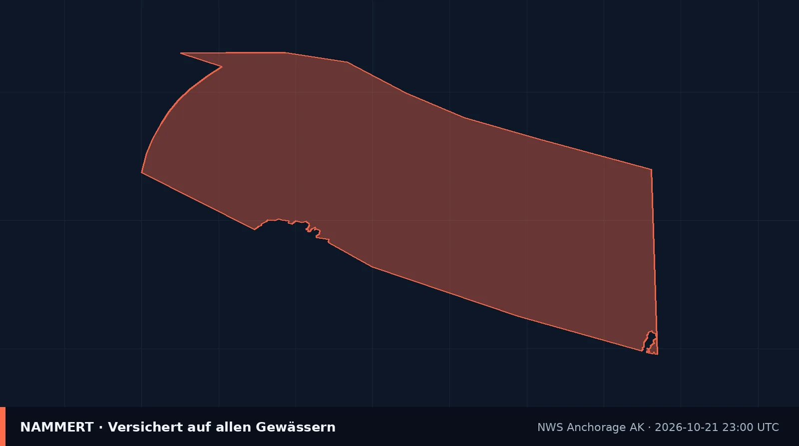 Map of the official warning for US waters
