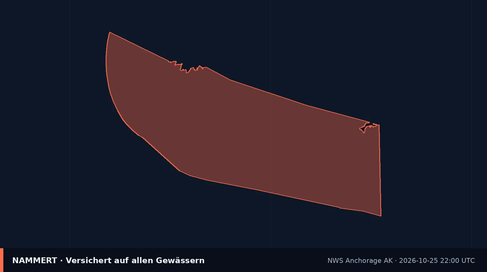 Map of the official warning for US waters