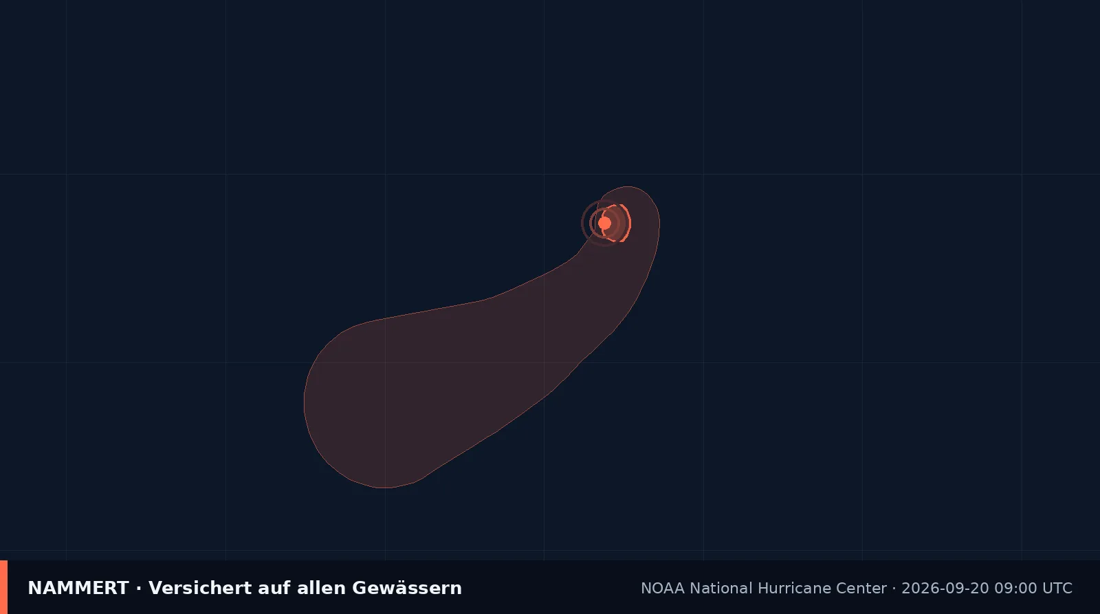 Karte mit Position und Windfeld von Tropischer Sturm Fay
