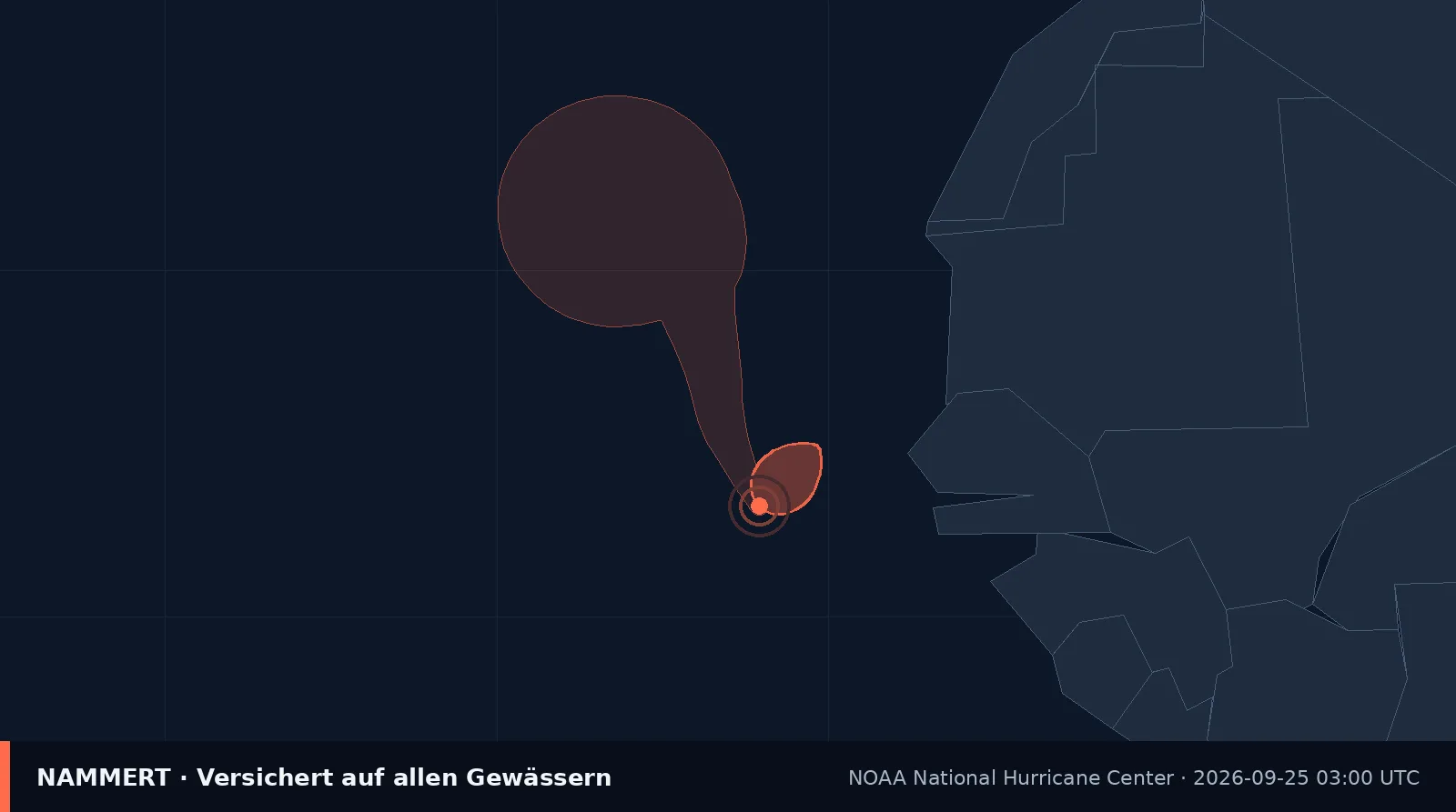 Map showing the position and wind field of Tropical storm Gonzalo