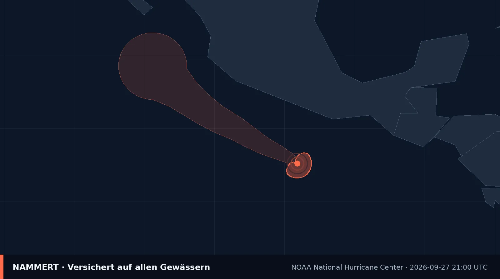 Map showing the position and wind field of Tropical storm Rachel