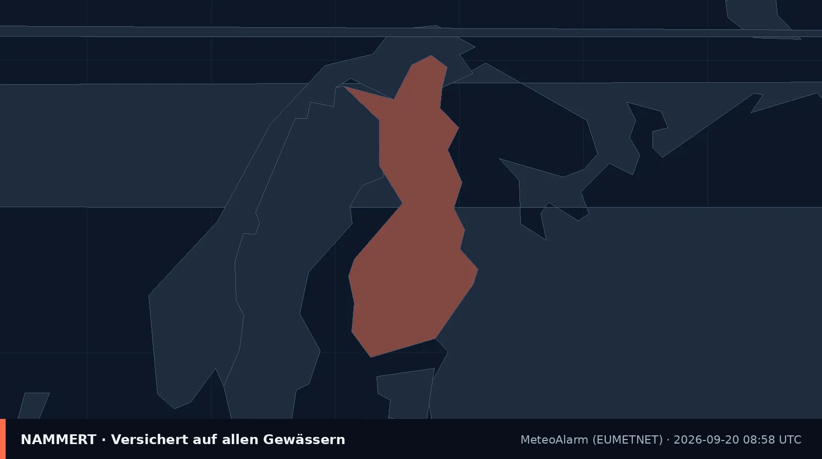 Karte der amtlichen Warnung für Finnland