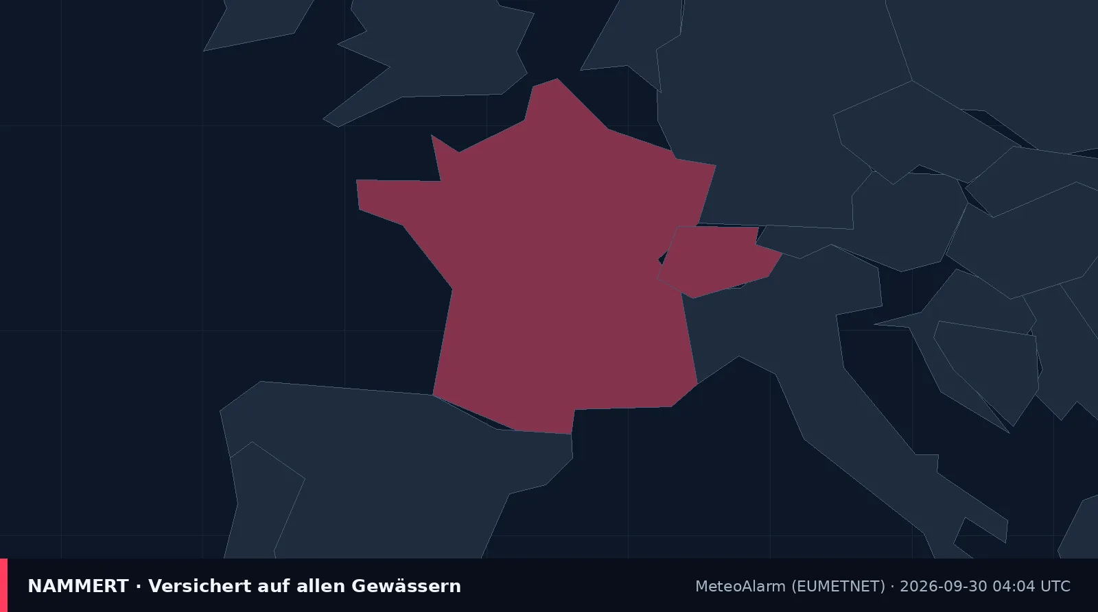 Map of the official warning for France